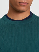 Textured Front Crew Neck Sweater