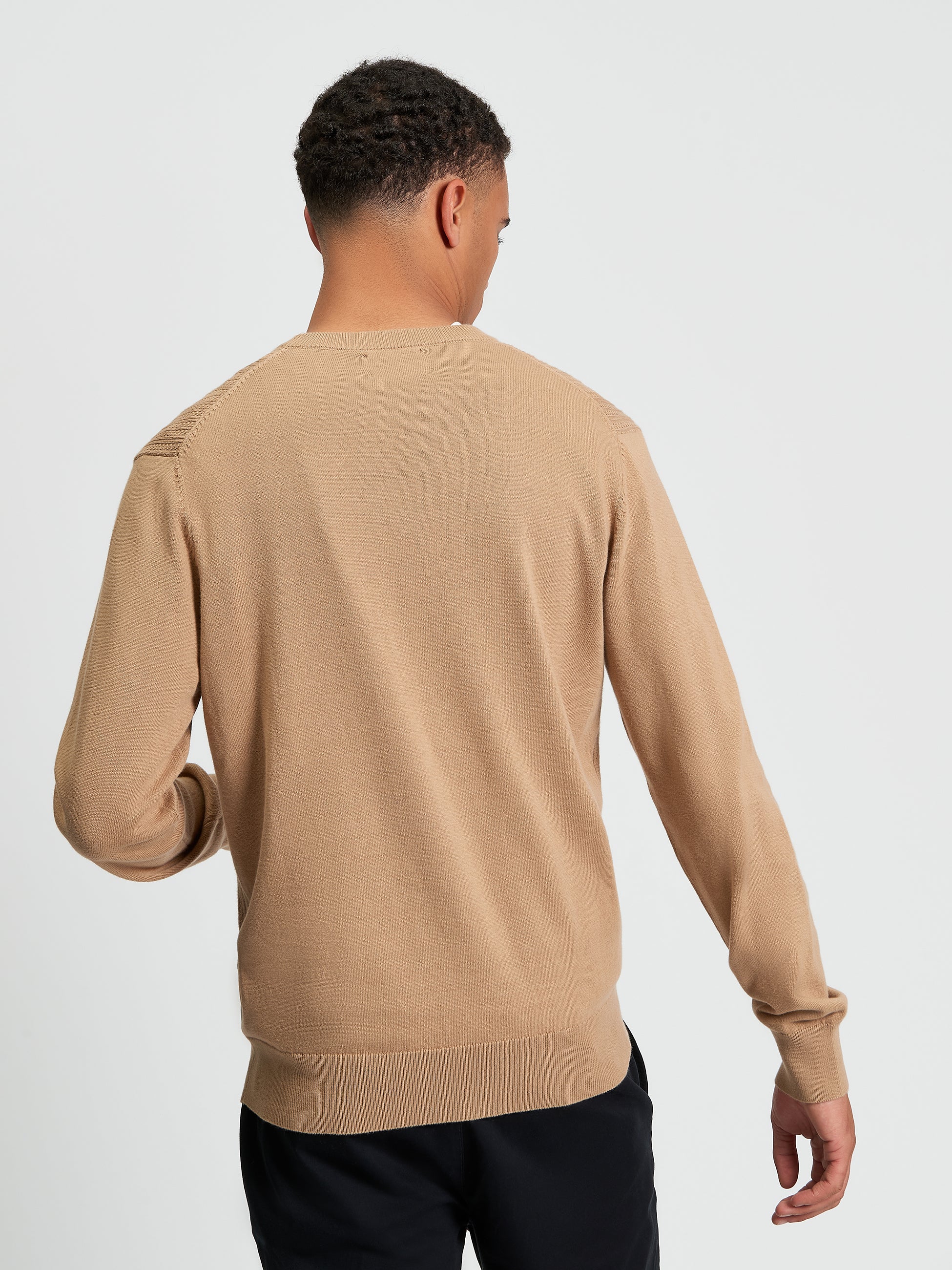 Textured Front Crew - Sand - Back