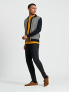 Bicoloured Button Through Polo - Black - Full Length