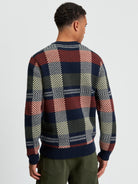 Jacquard Check Crew - Dark Navy - Back