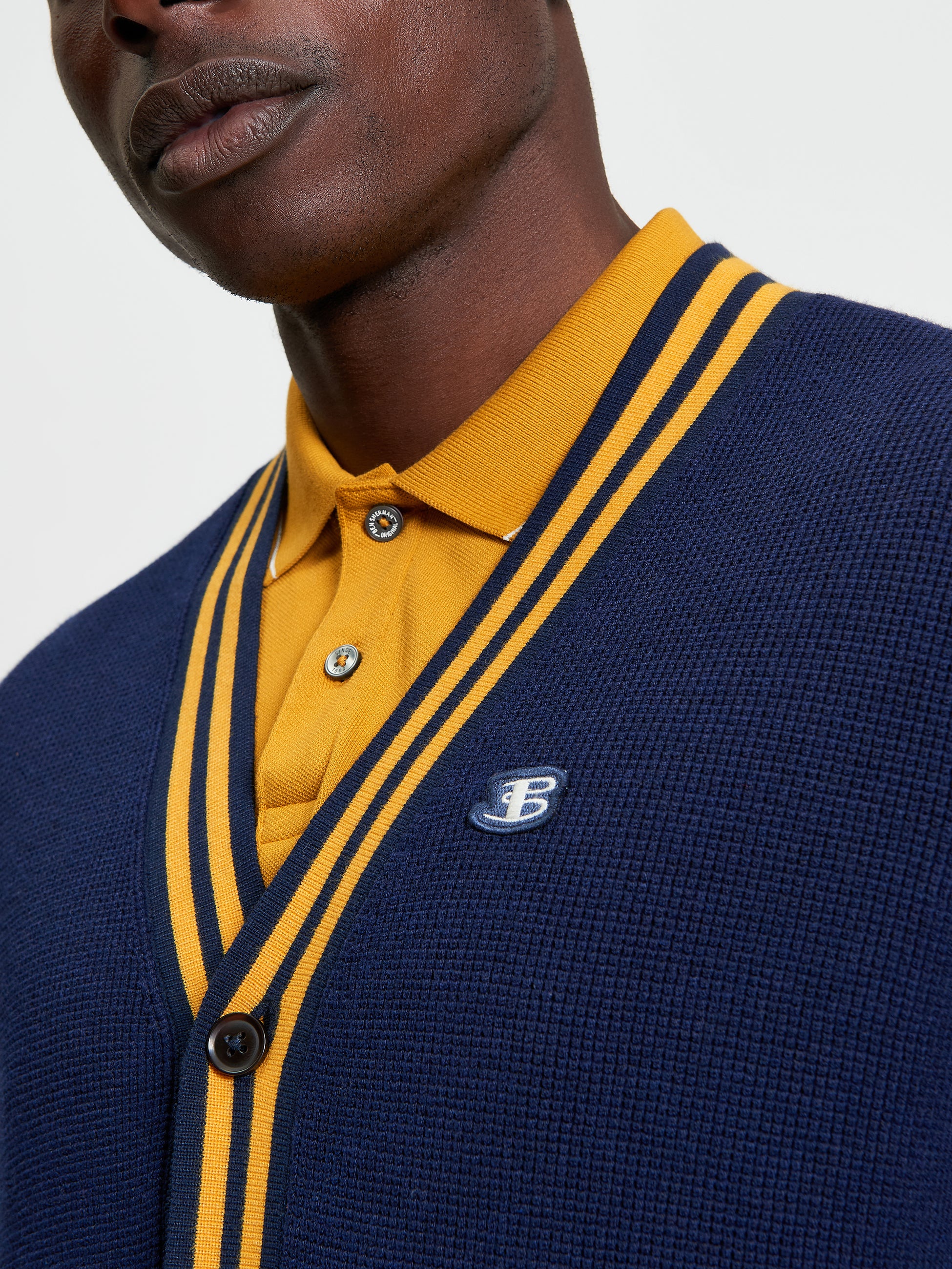 Navy Knitted Cardigan Button Up