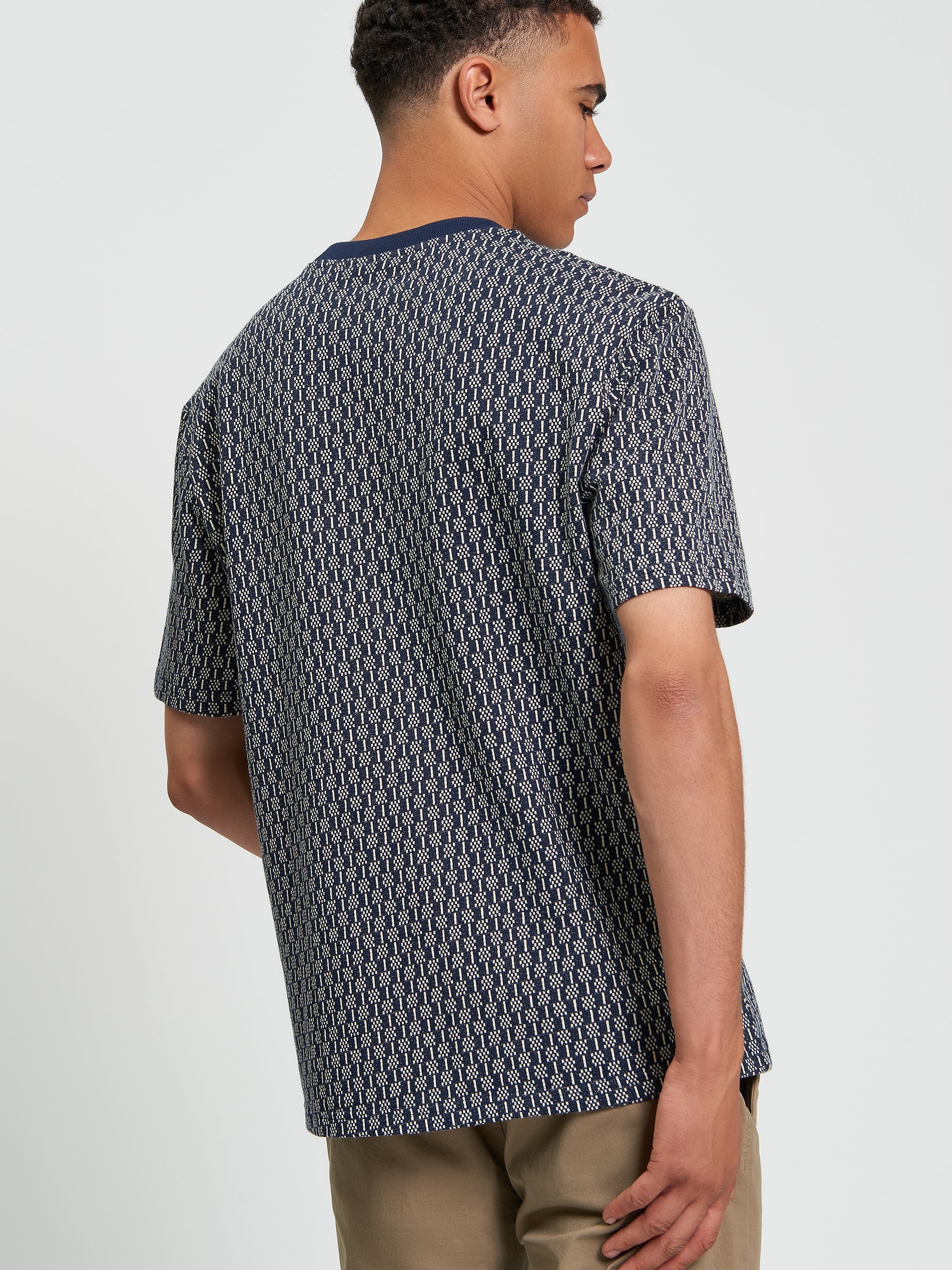 Jacquard Print T-Shirt Navy