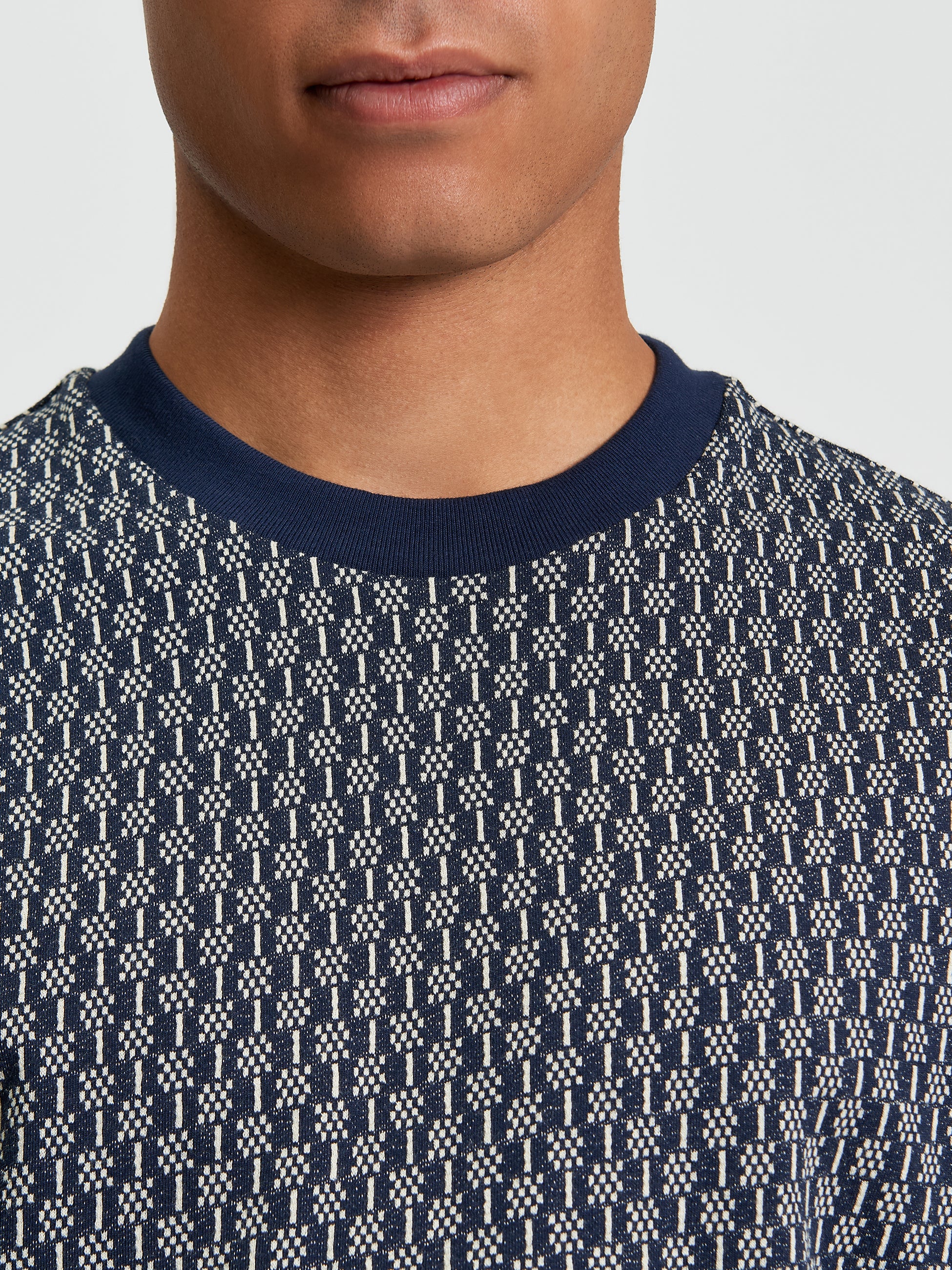 Jacquard Print T-Shirt Navy