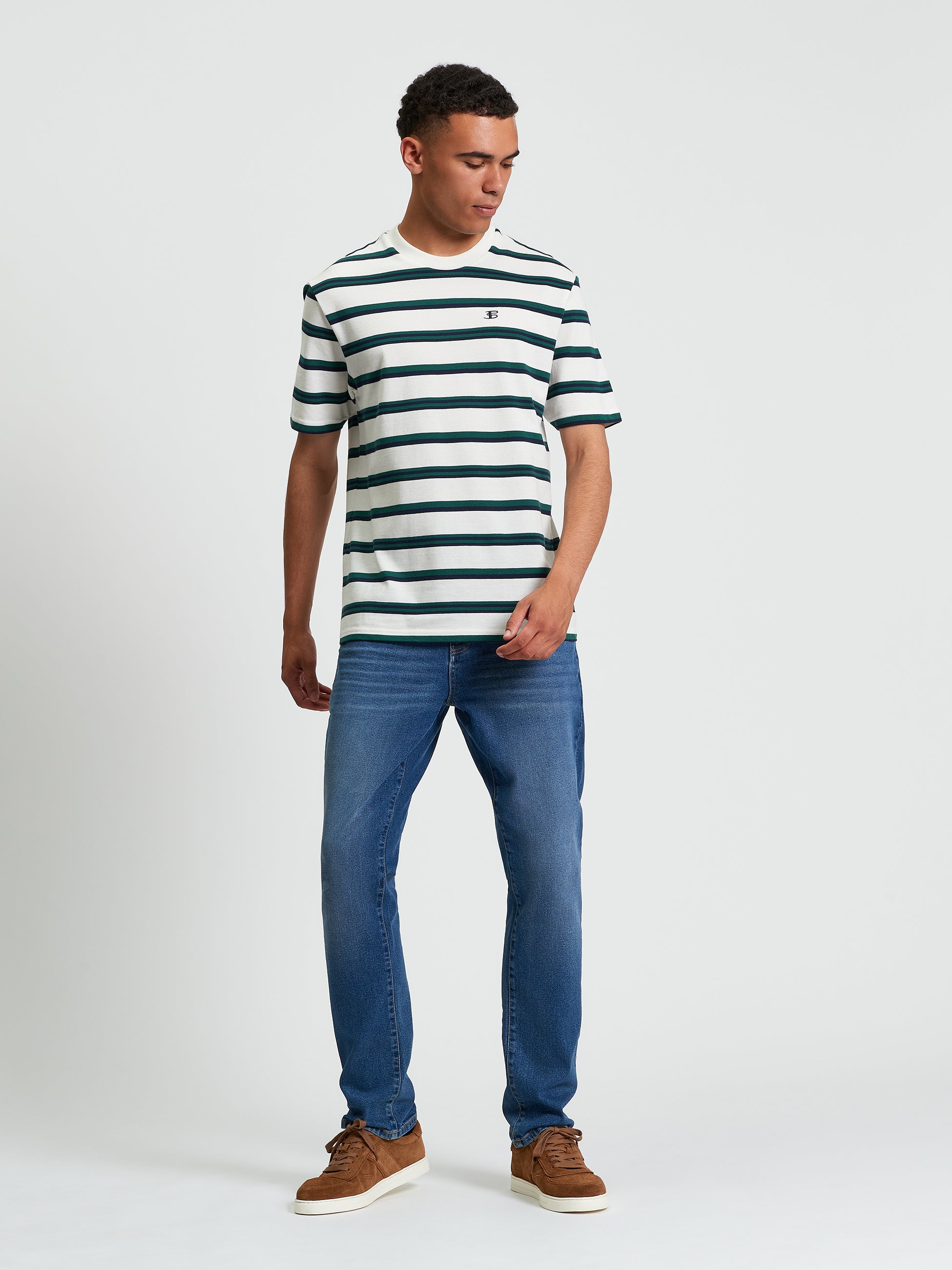 Textured Stripe T-Shirt White