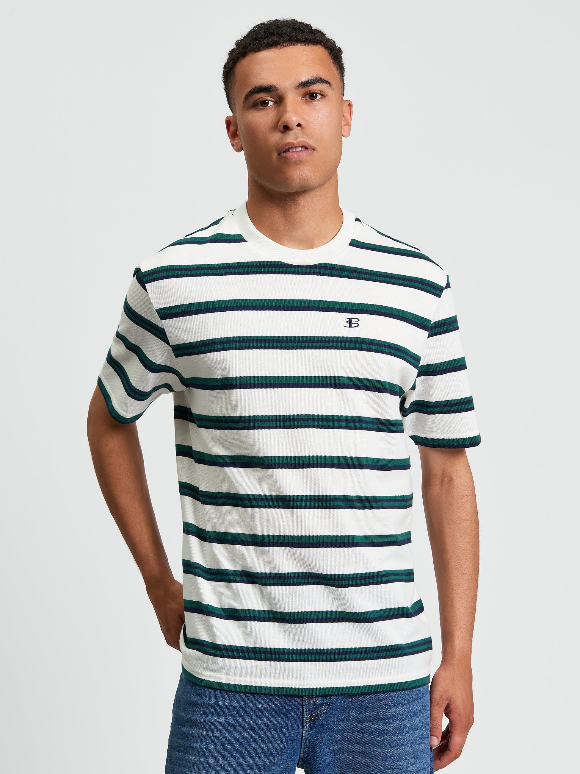 Textured Stripe T-Shirt White