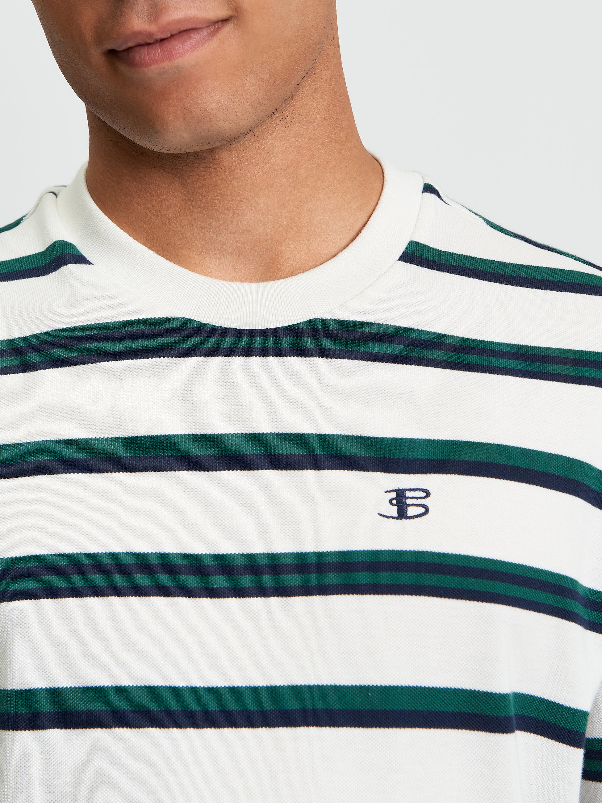 Textured Stripe T-Shirt White