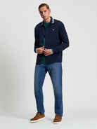 Long Sleeve Polo Top Navy