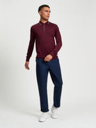 Wool Polo Top Long Sleeve Burgundy
