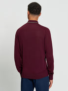 Wool Polo Top Long Sleeve Burgundy