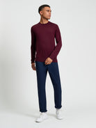 Merino Crew Neck - Dark Wine - Full Length
