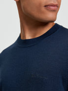 Merino Crew Neck- Dark Navy - Close Up