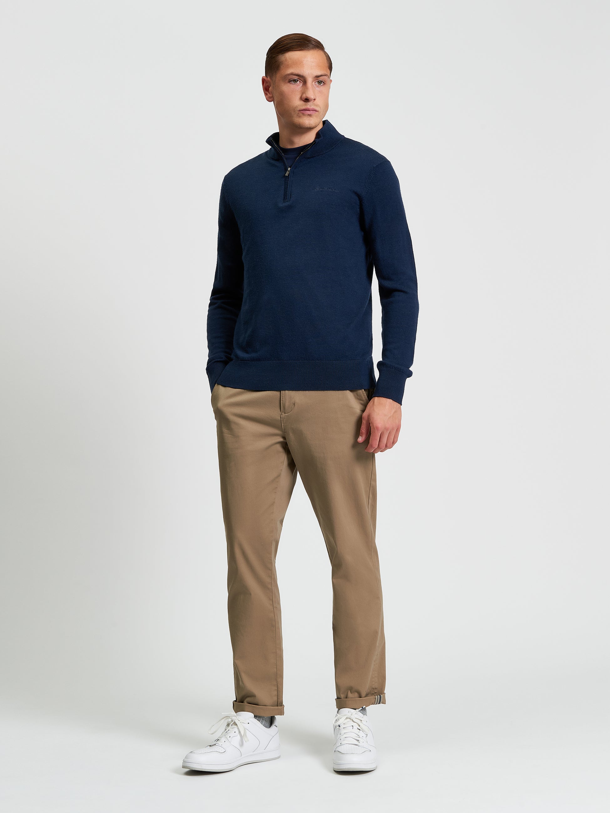 Merino Half Zip - Dark Navy - Full Length