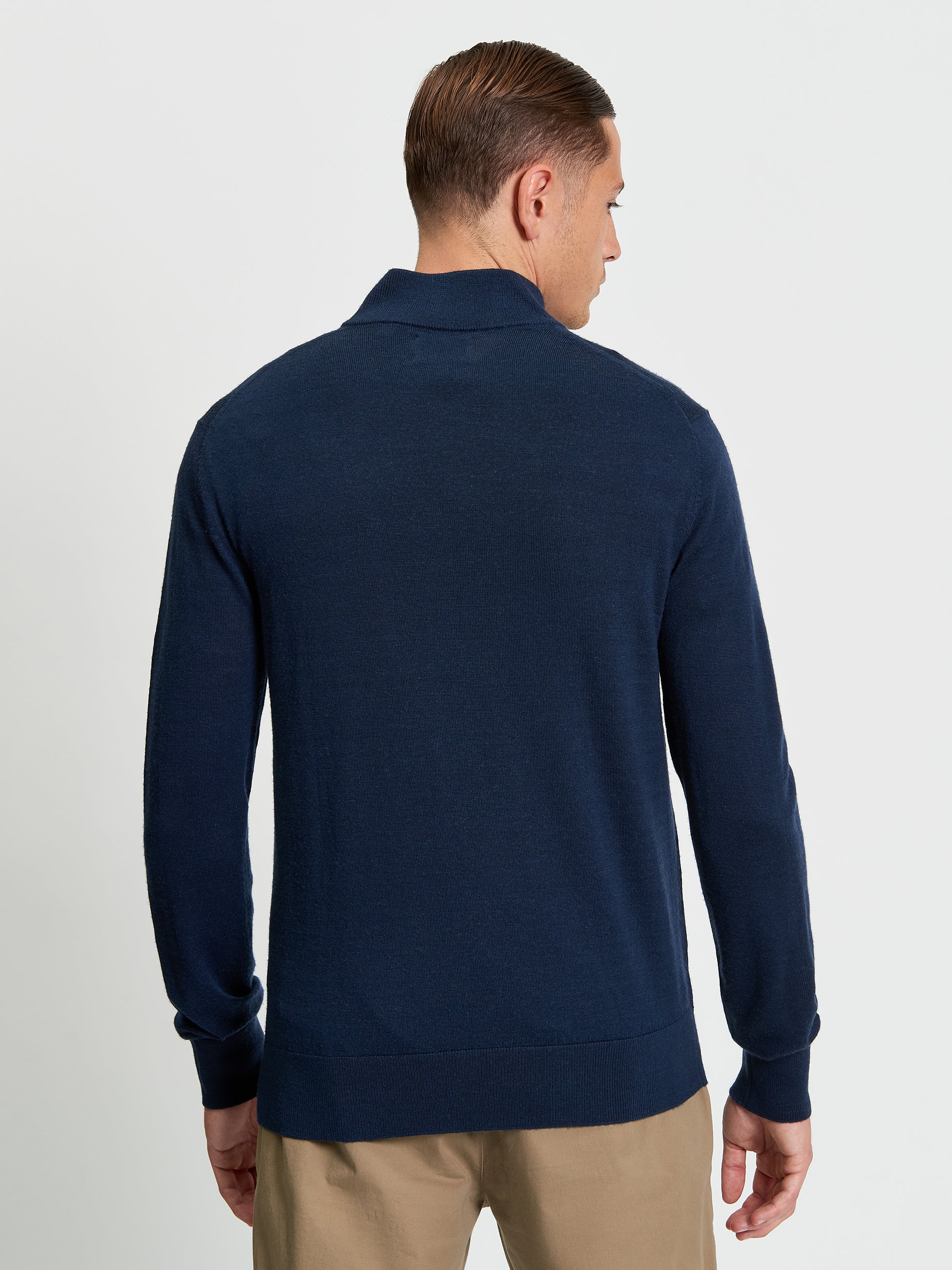 Merino Half Zip - Dark Navy - Back