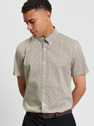 Short Sleeve Shirt Print Mustard Yellow