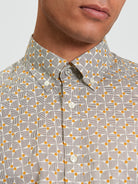 Short Sleeve Shirt Print Mustard Yellow