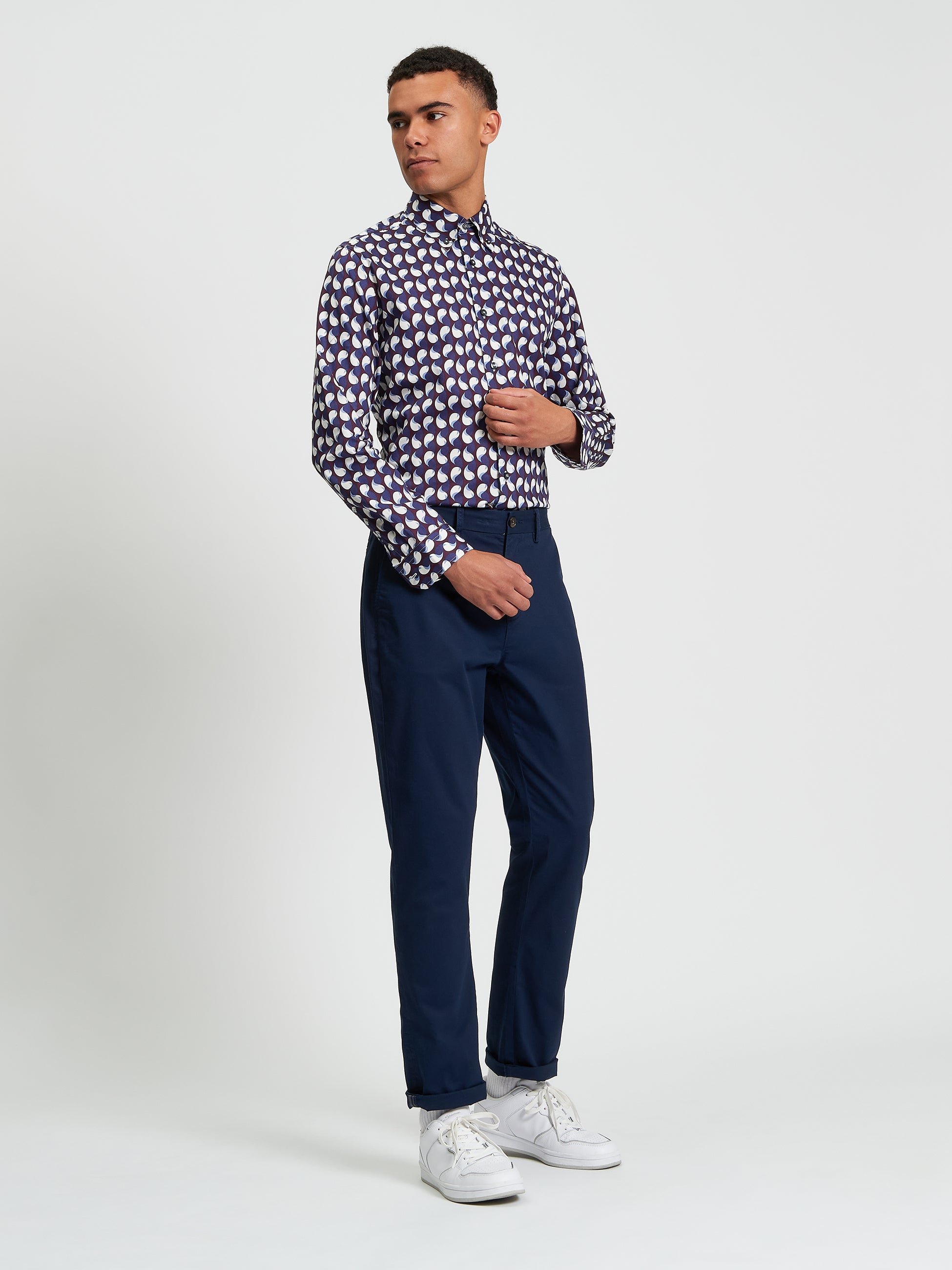 Paisley Geo Print - Dark Wine - Full Length