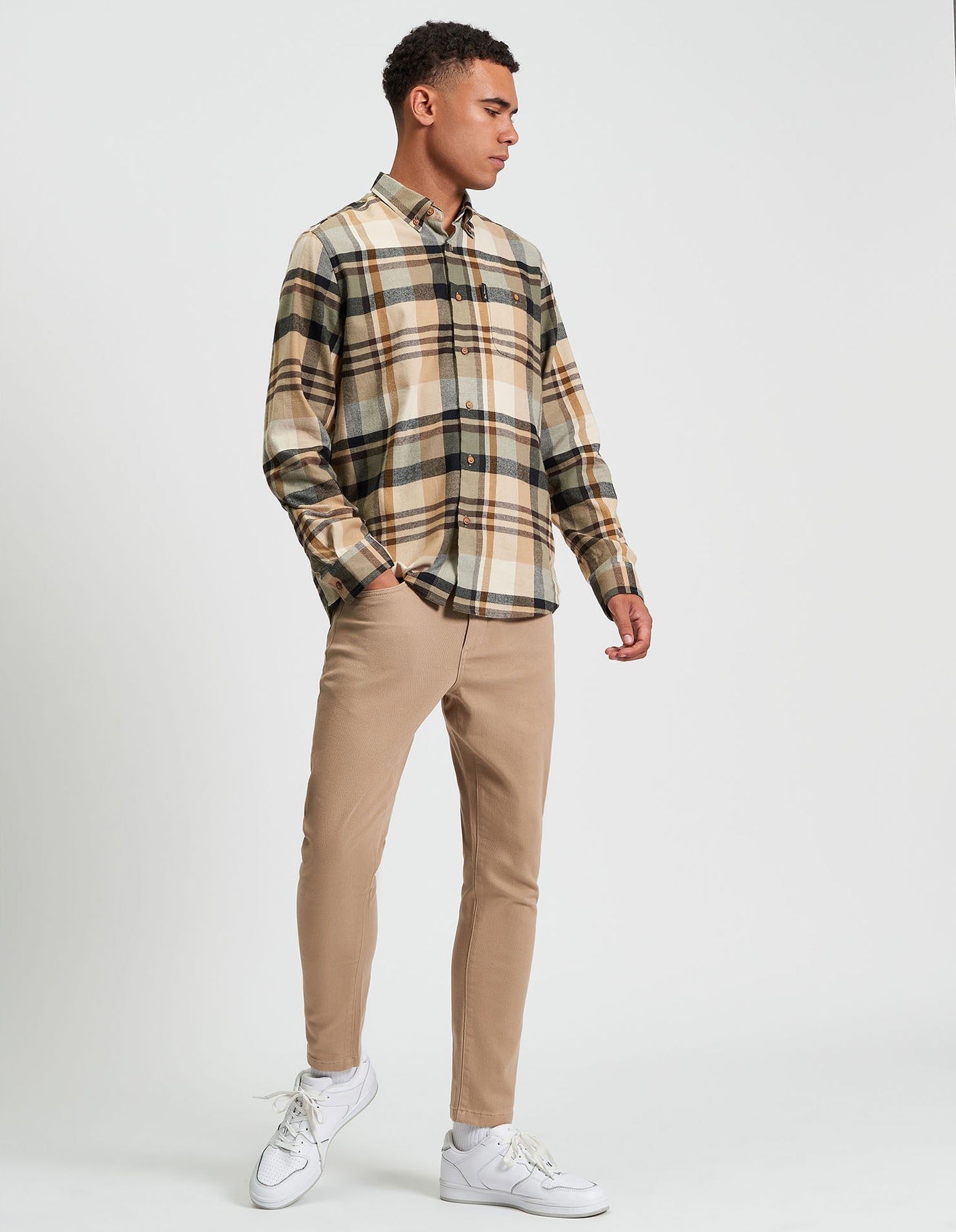 Brushed Check - Sand - Full Length