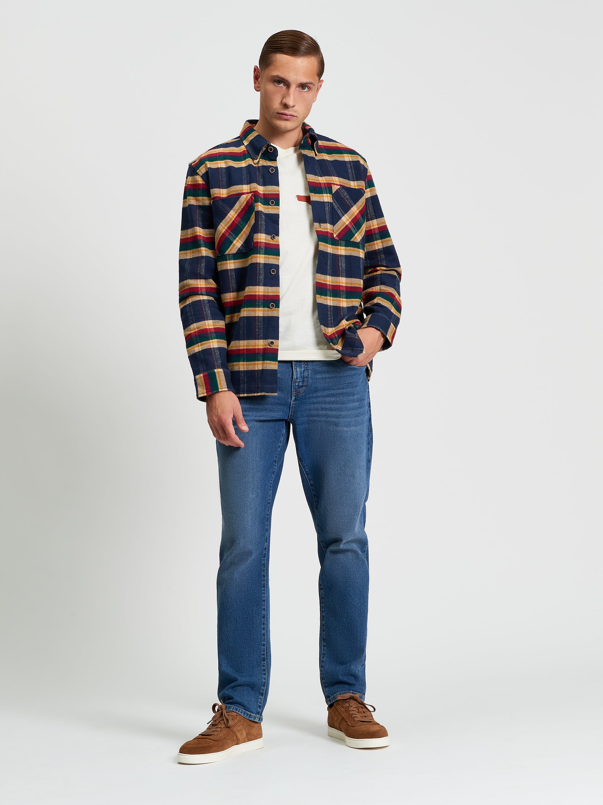 Brushed Check Shirt Flannel Dark Navy