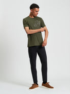 Headphone Print Graphic T-Shirt Khaki