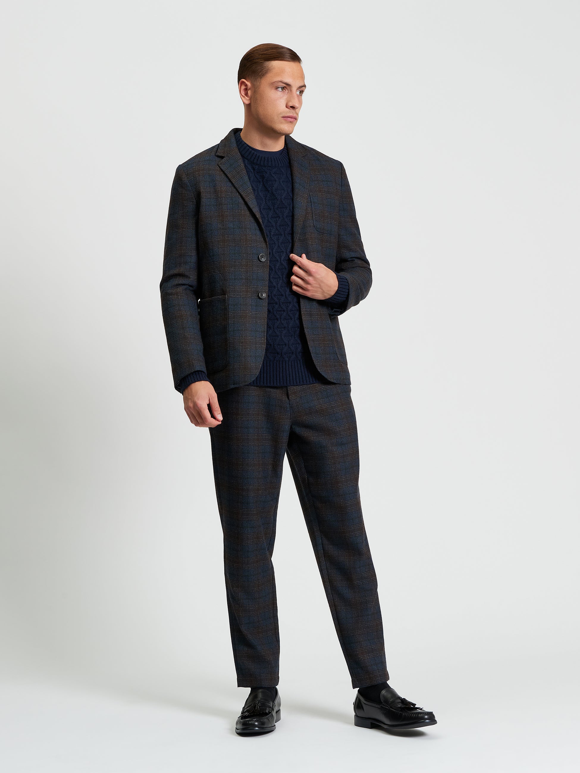 Check Blazer Dark Navy