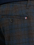 Check Slim Taper Trouser - Dark Navy Close Up