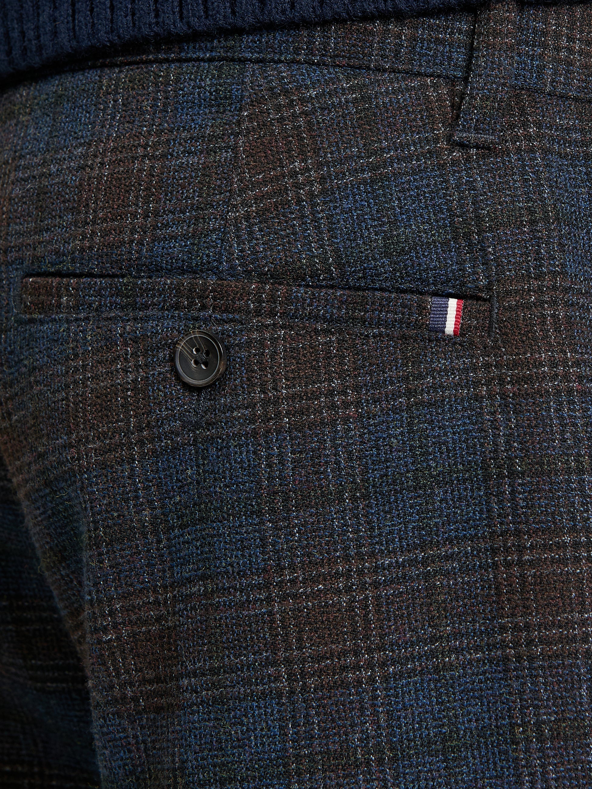 Check Slim Taper Trouser - Dark Navy Close Up