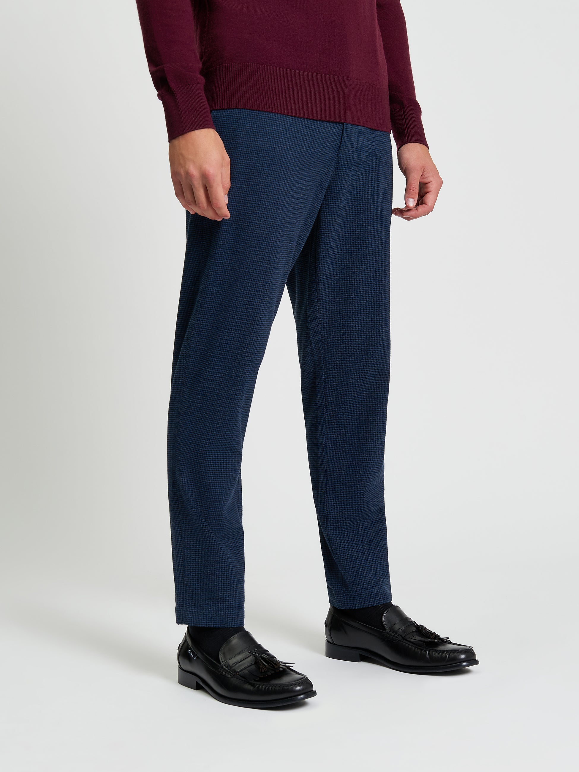 Puppytooth Dogtooth print trousers Navy