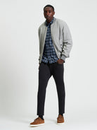 Wool Melange Bomber - Grey - Full Length