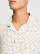 Short Sleeve Geo Border Print Shirt - Sand - Close-Up