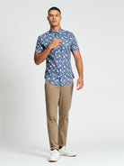 Short Sleeve Floral Bamboo Print Shirt - Indigo - Mod
