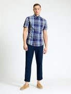 Short Sleeve Block Check Shirt - Twilight Denim - Mod