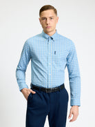Linear Gingham long sleeve shirt by Ben Sherman in blue check pattern, perfect for modern versatility and comfort.