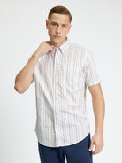 Short Sleeve Multicolour Candy Stripe Shirt - Snow White - Styled