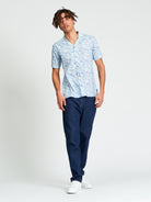 Short Sleeve Seagull Geo Print Shirt - Powder Blue - Carnaby