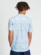 Short Sleeve Seagull Geo Print Shirt - Powder Blue - Back View