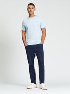 Pique Tipped Tee – men's light blue tee with contrast color-block cuffs and Ben Sherman logo.