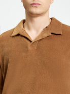 Towelling Polo - Light Brown - Close-Up