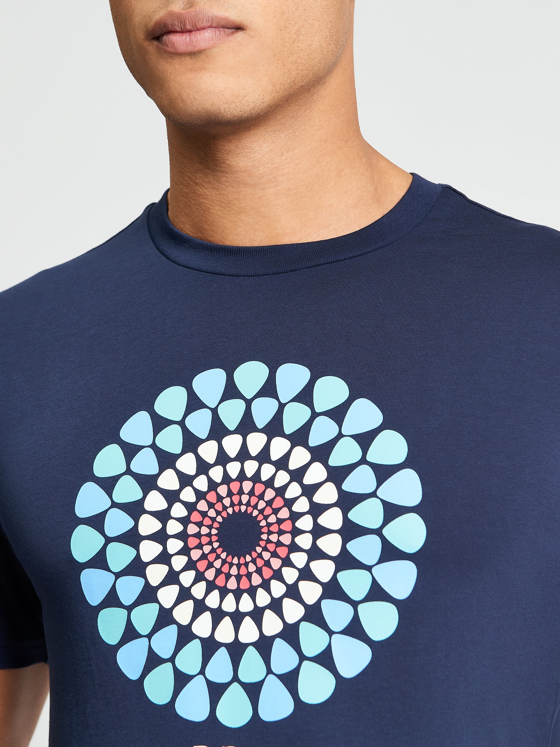 Plectrum Target Tee – navy blue t-shirt featuring target graphic design, crafted from 100% organic cotton by Ben Sherman.
