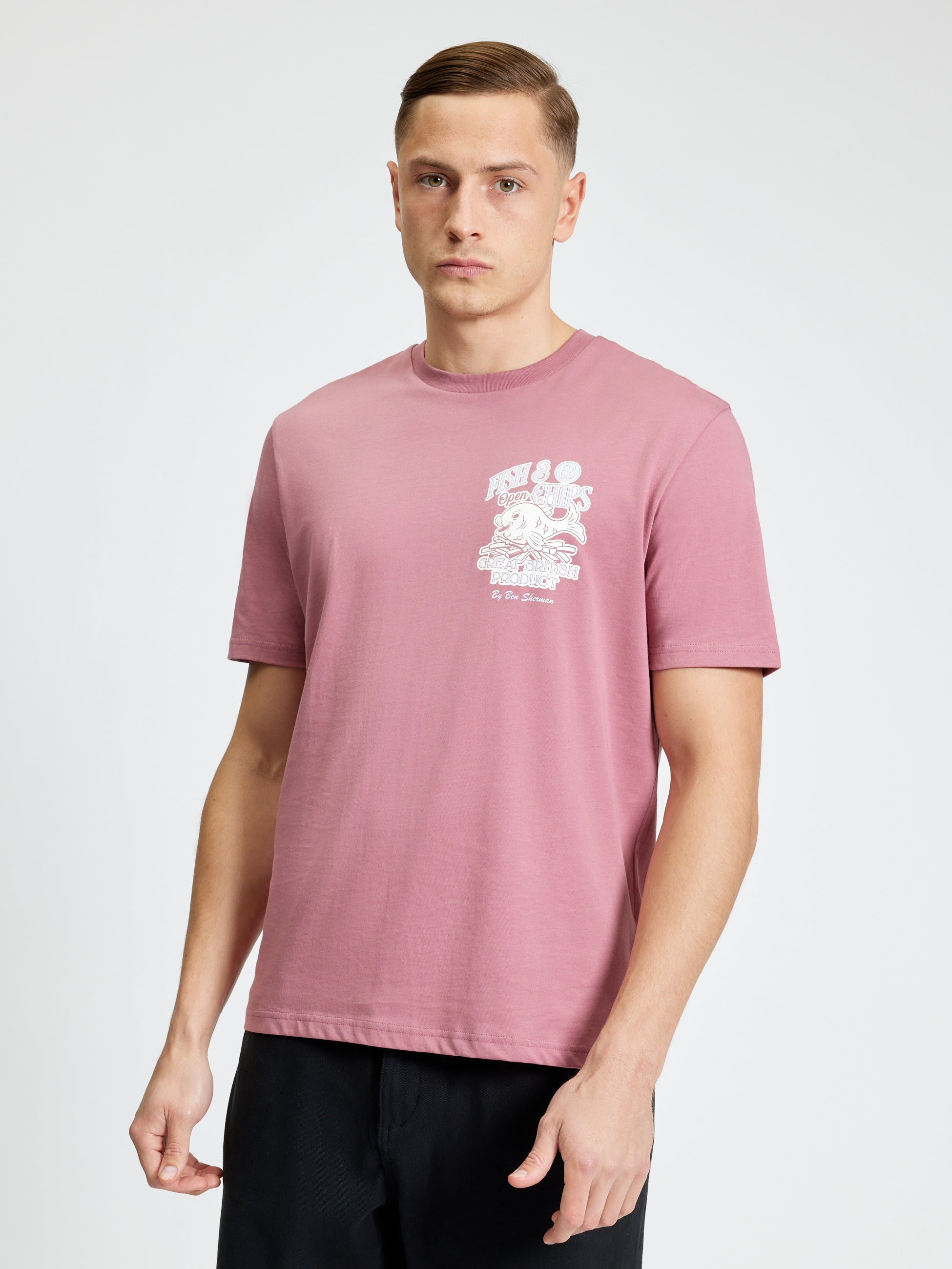 Fish And Chips Tee - Raspberry - Styled