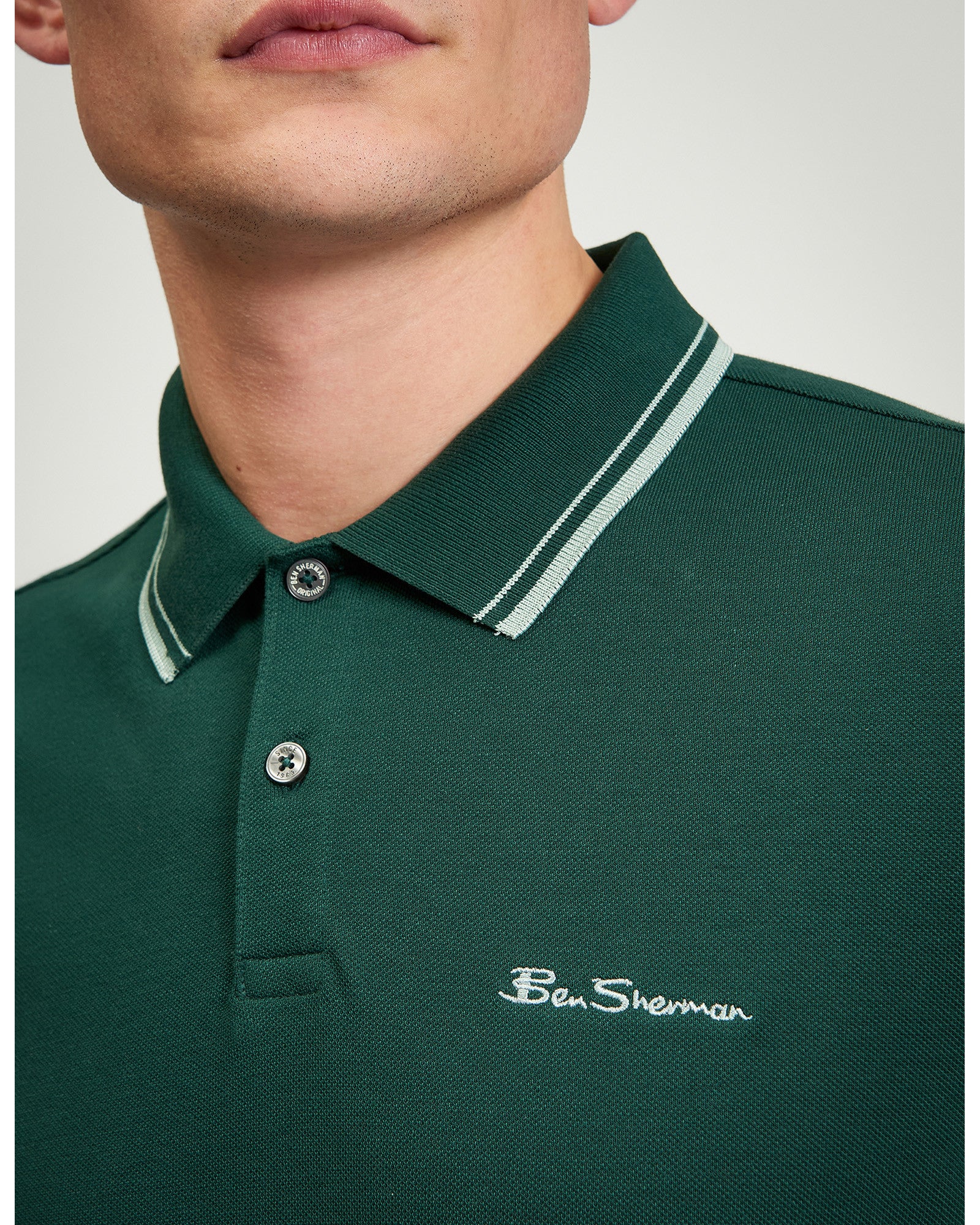 Signature Pique Polo - Forest - Close-Up