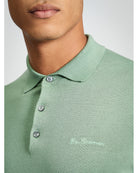 Short Sleeve Signature Knitted Polo - Sage - Close-Up
