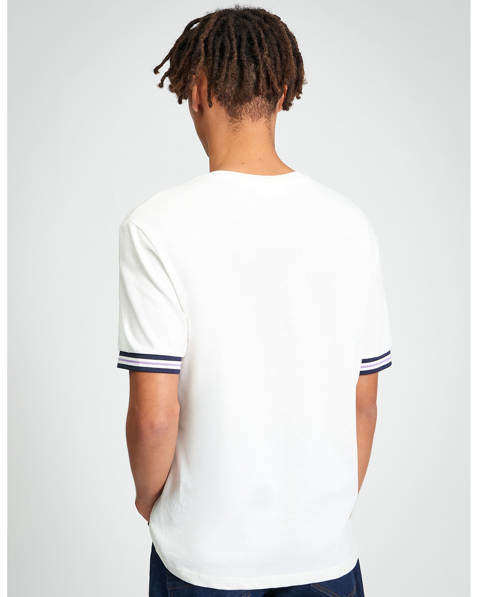Pique Tipped Tee - Snow White - Back View