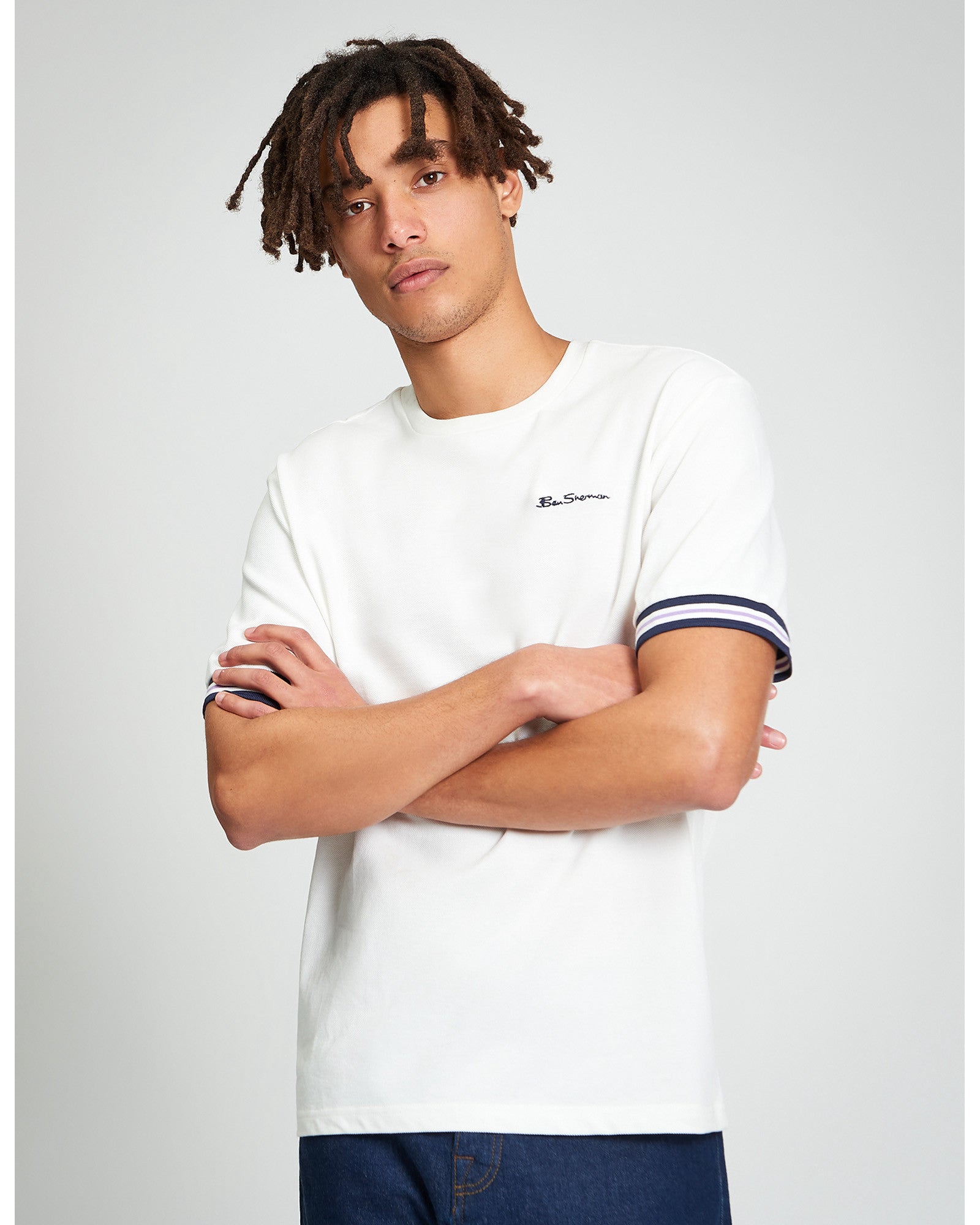 Pique Tipped Tee - Snow White - Styled