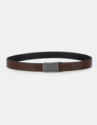 2 BUCKLE BELT SET – brown leather belt with a sleek silver buckle.