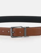 2 BUCKLE BELT SET – stylish brown and black belt with metal buckle for versatile fashion.