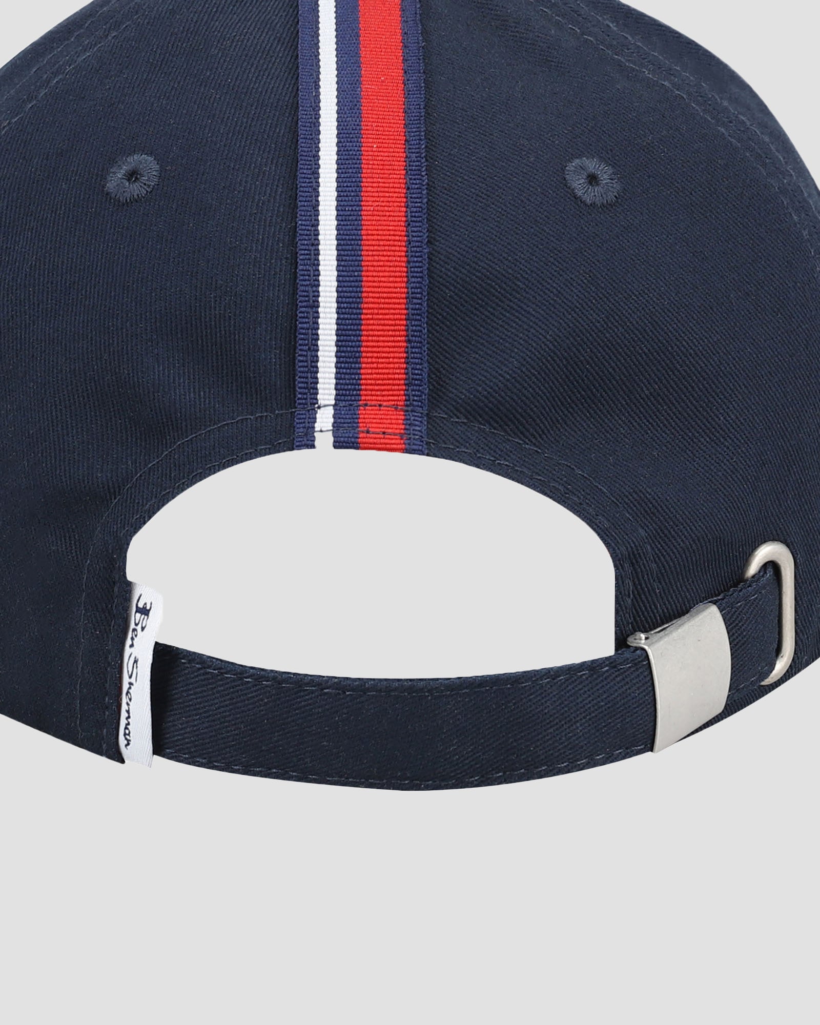 Cap with Stripe – Back view of Ben Sherman cotton cap featuring stylish red and white stripes, perfect for outdoor activities.